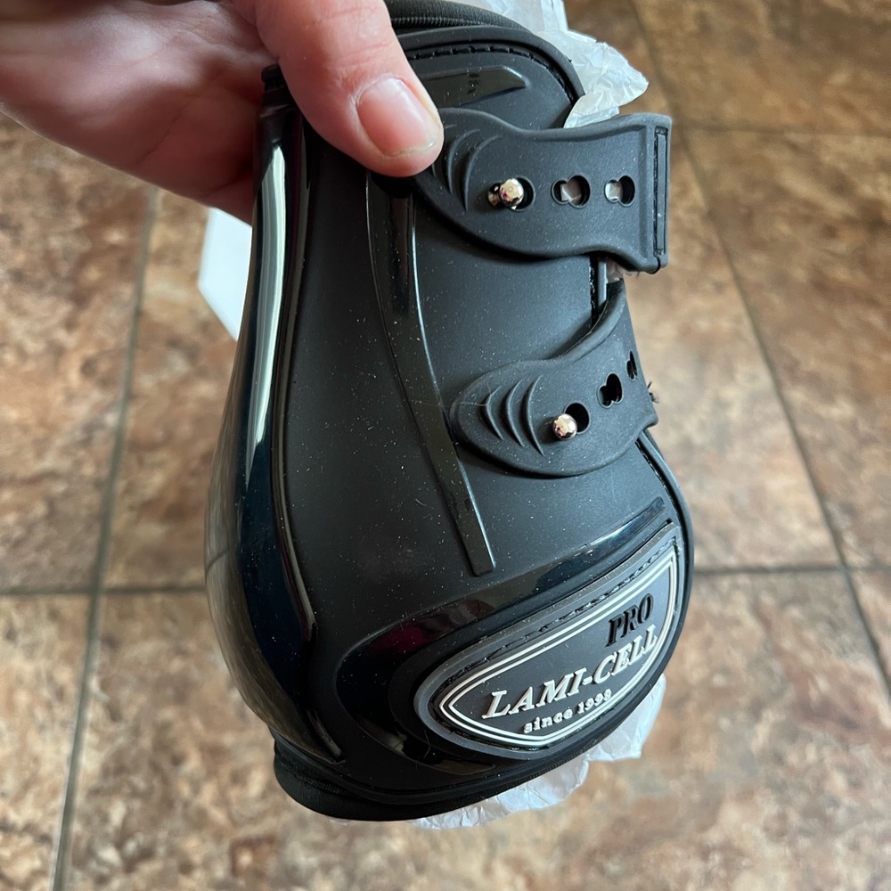 New black lami cell fetlock boot pair